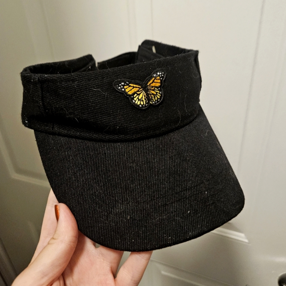Black Visor with Butterfly Patch